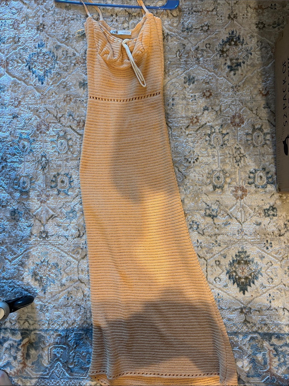 Zara Peach Crochet Maxi Dress